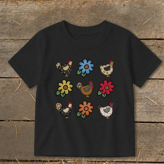 Chickens and Flowers Toddler Tee