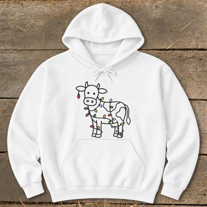 Christmas Lights Cow Hoodie