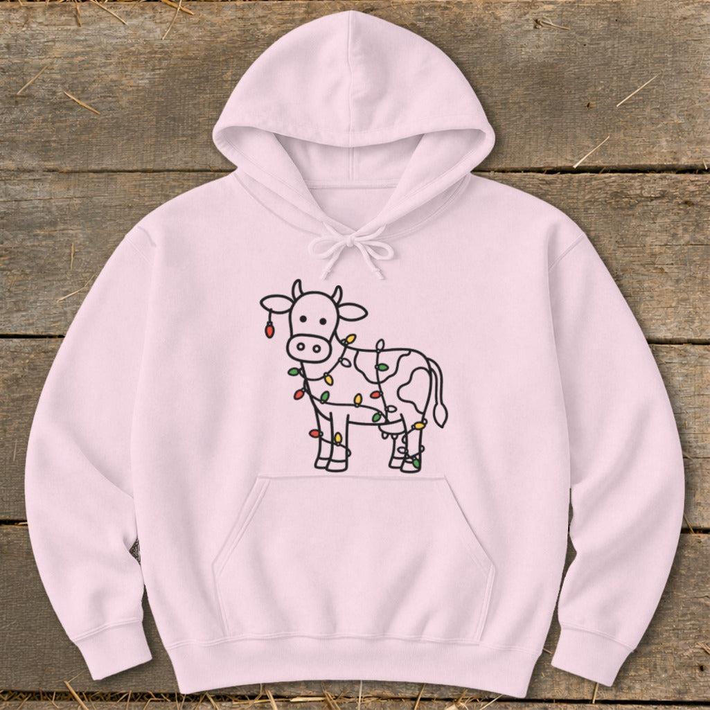 Christmas Lights Cow Hoodie