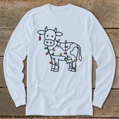 Christmas Lights Cow Long Sleeve Tee