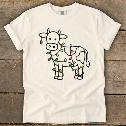 Christmas Lights Cow Signature Tee