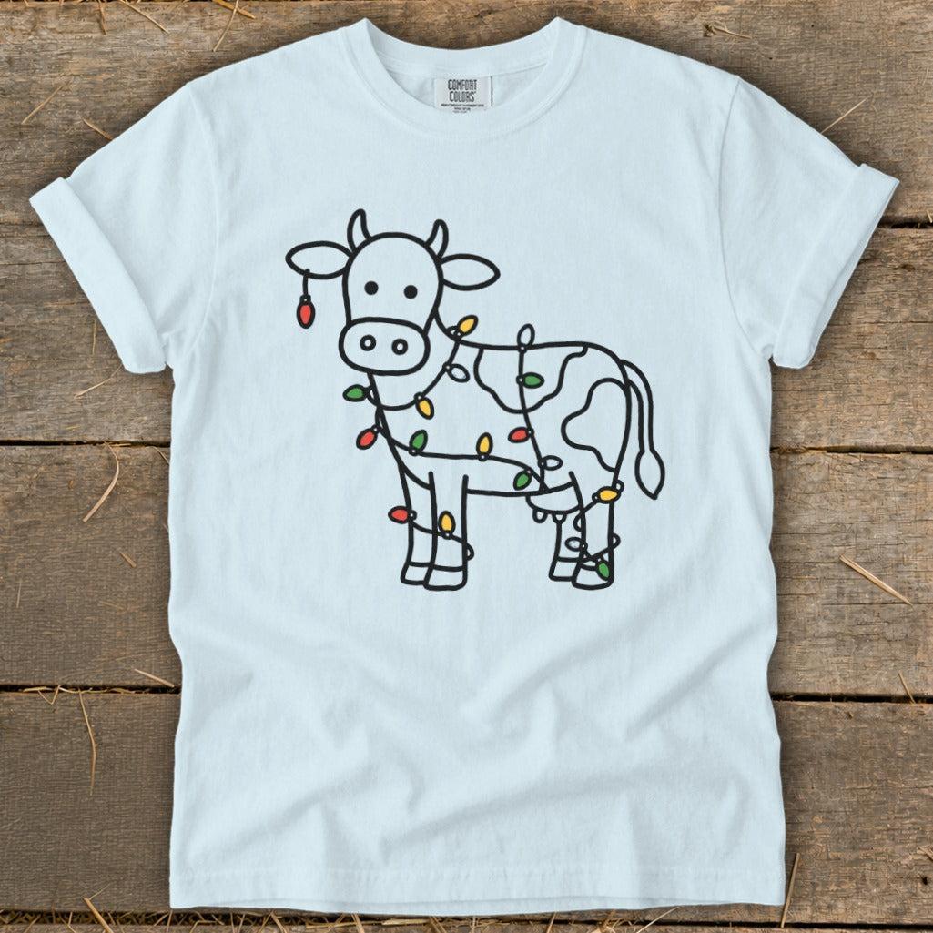 Christmas Lights Cow Signature Tee