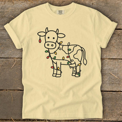 Christmas Lights Cow Signature Tee