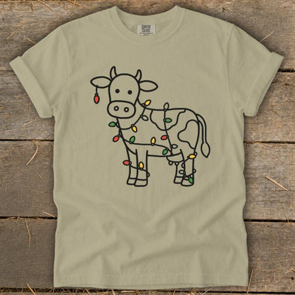 Christmas Lights Cow Signature Tee