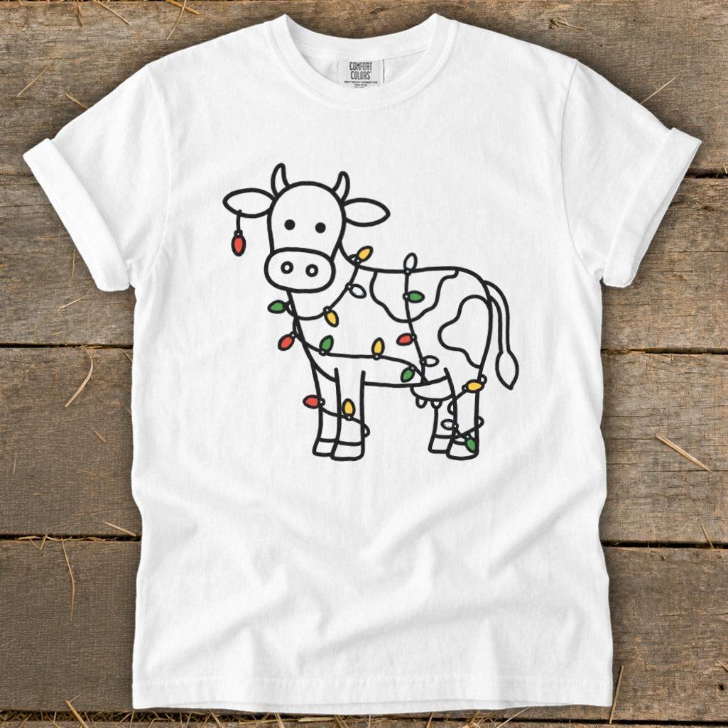 Christmas Lights Cow Signature Tee