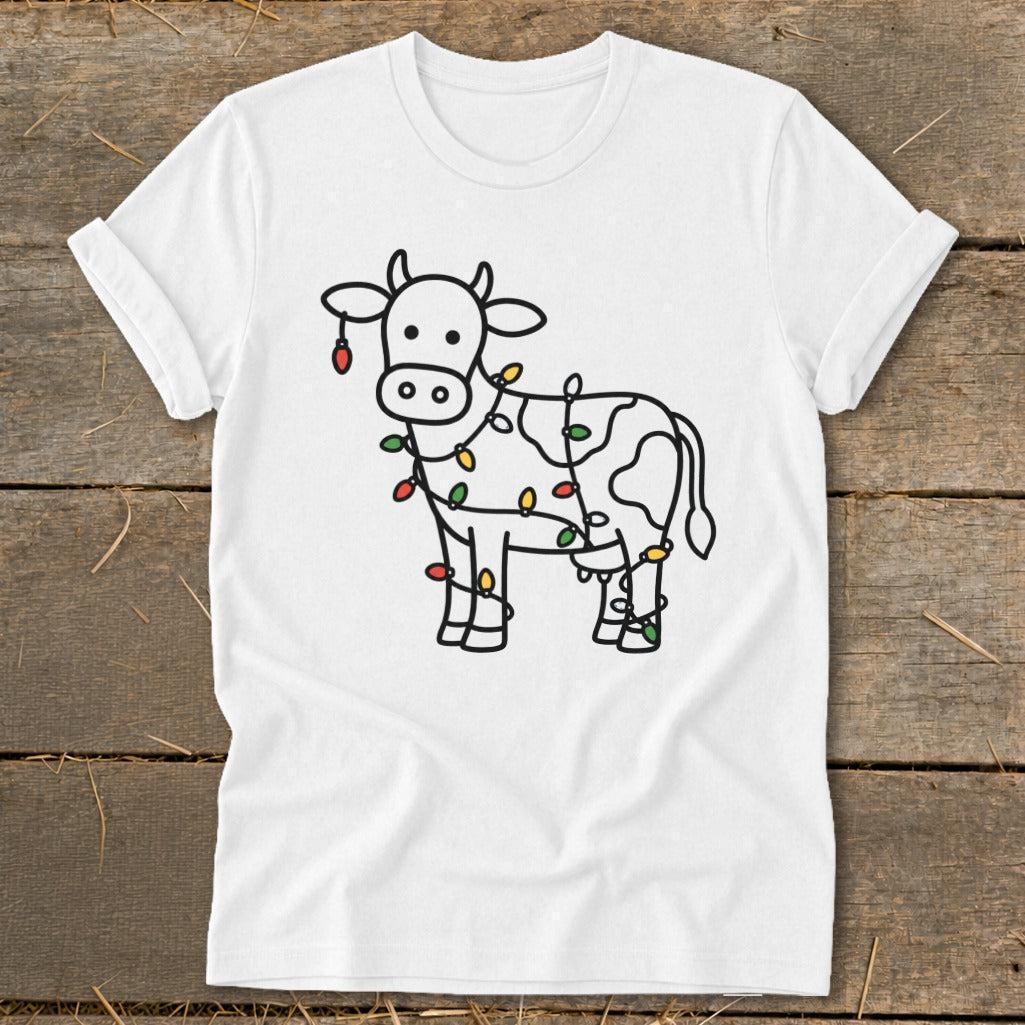 Christmas Lights Cow Softstyle Tee