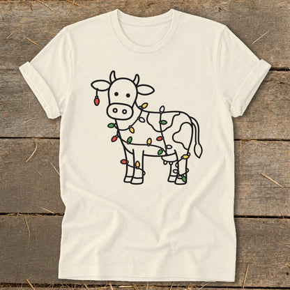 Christmas Lights Cow Softstyle Tee
