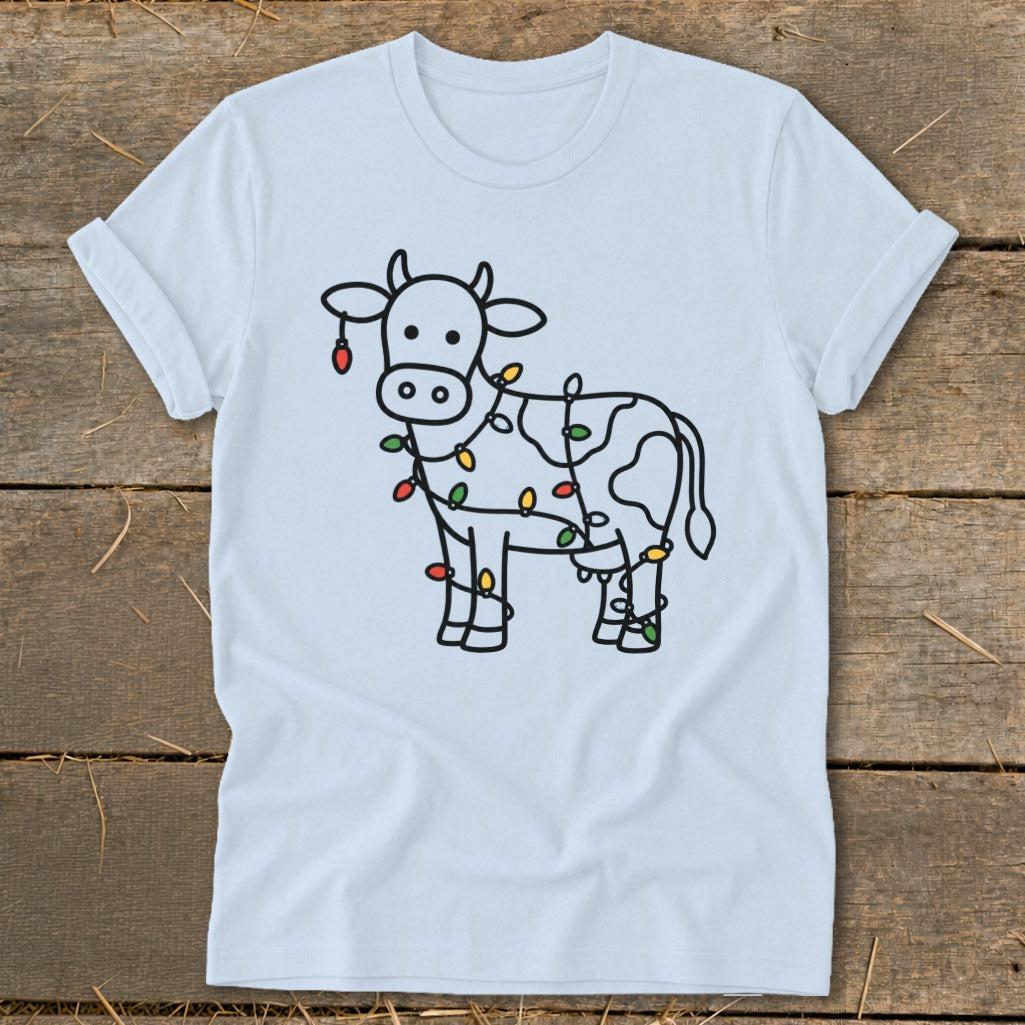 Christmas Lights Cow Softstyle Tee