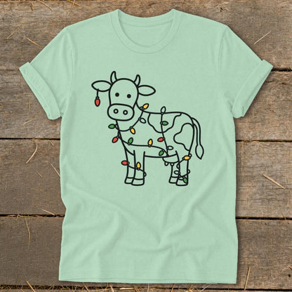 Christmas Lights Cow Softstyle Tee