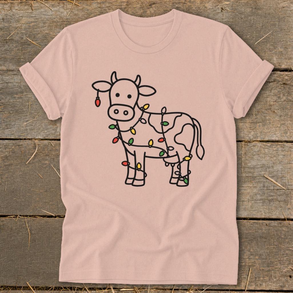 Christmas Lights Cow Softstyle Tee