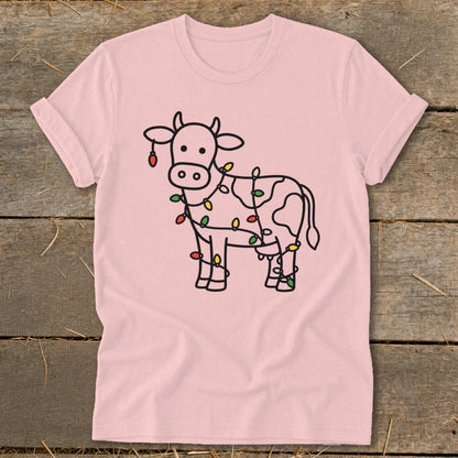 Christmas Lights Cow Softstyle Tee