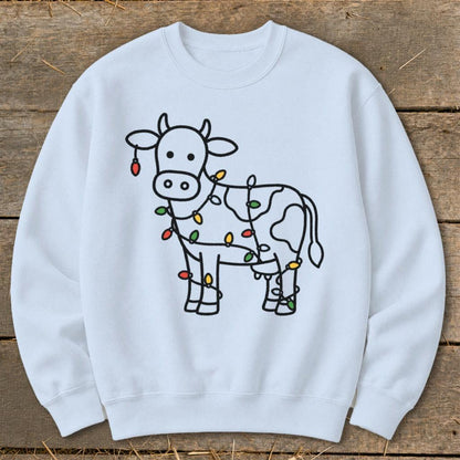 Christmas Lights Cow Sweatshirt
