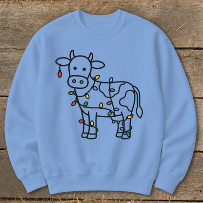 Christmas Lights Cow Sweatshirt