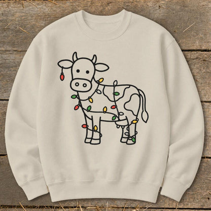 Christmas Lights Cow Sweatshirt