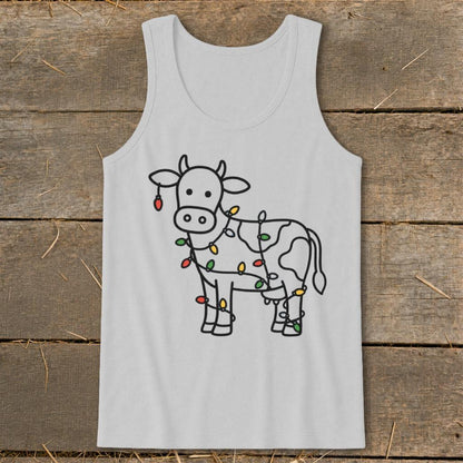 Christmas Lights Cow Tank Top