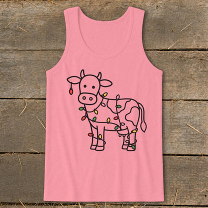 Christmas Lights Cow Tank Top