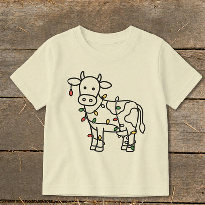 Christmas Lights Cow Toddler Tee