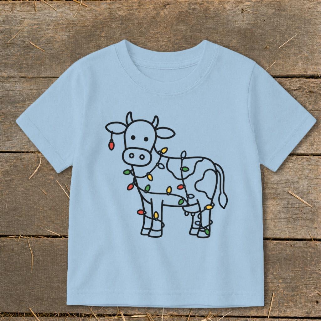 Christmas Lights Cow Toddler Tee