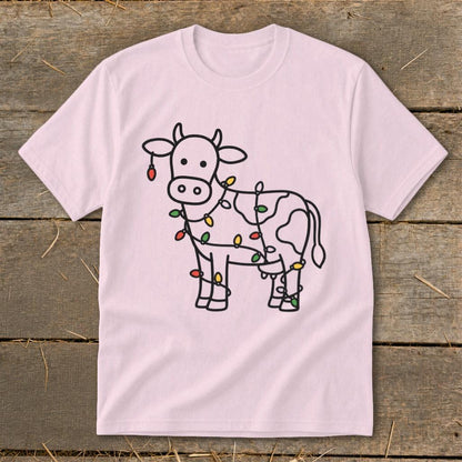 Christmas Lights Cow Youth Tee