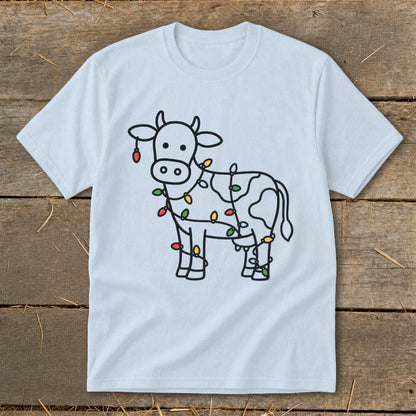 Christmas Lights Cow Youth Tee