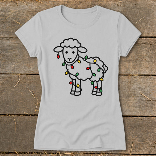 Christmas Lights Sheep Ladies Tee
