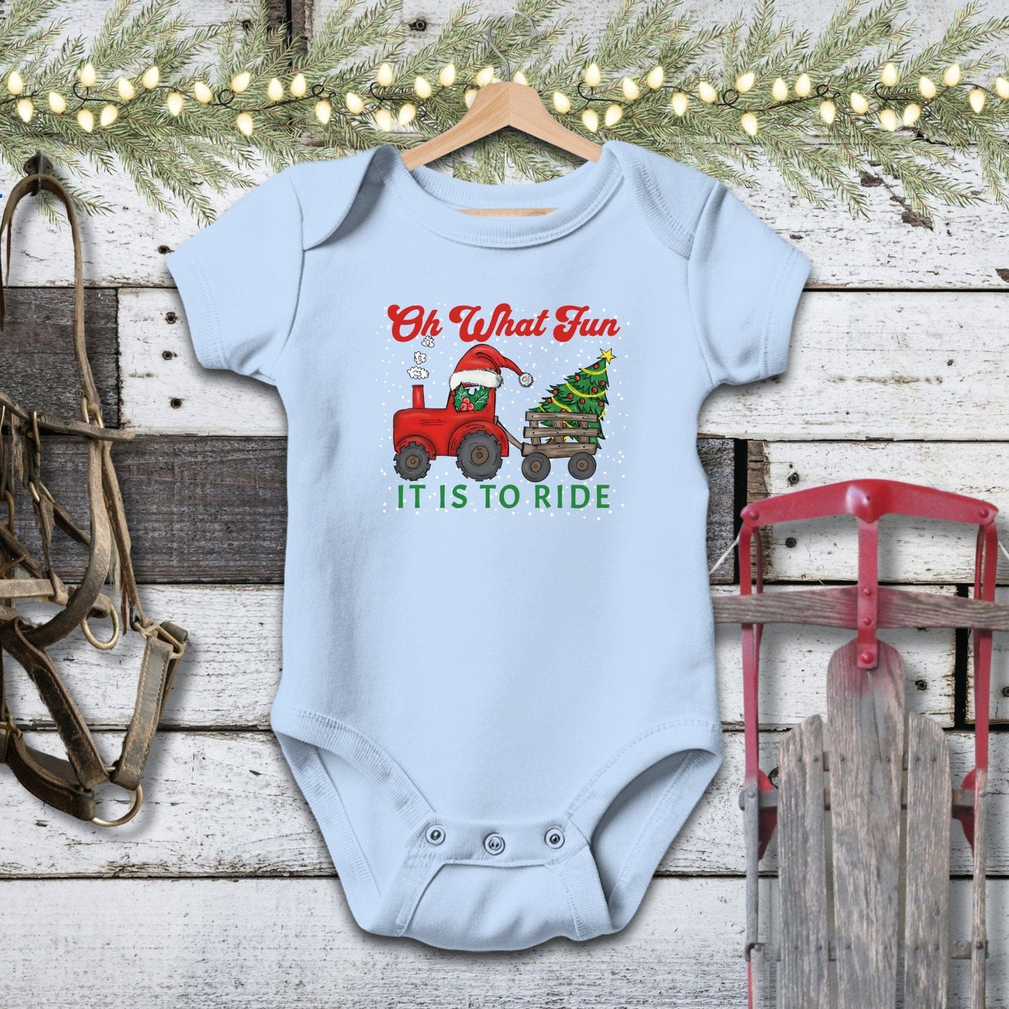 Christmas Tractor Baby Shirt