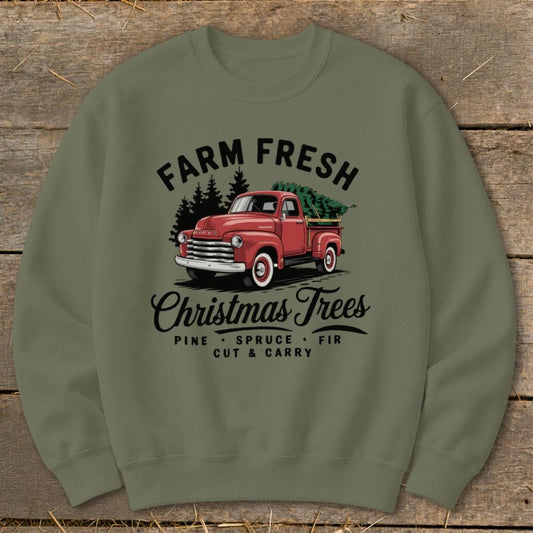 Christmas Tree Farm Sweatshirt - Military Green