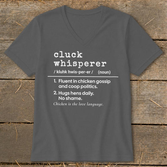 Cluck Whisperer Definition V-neck - Asphalt