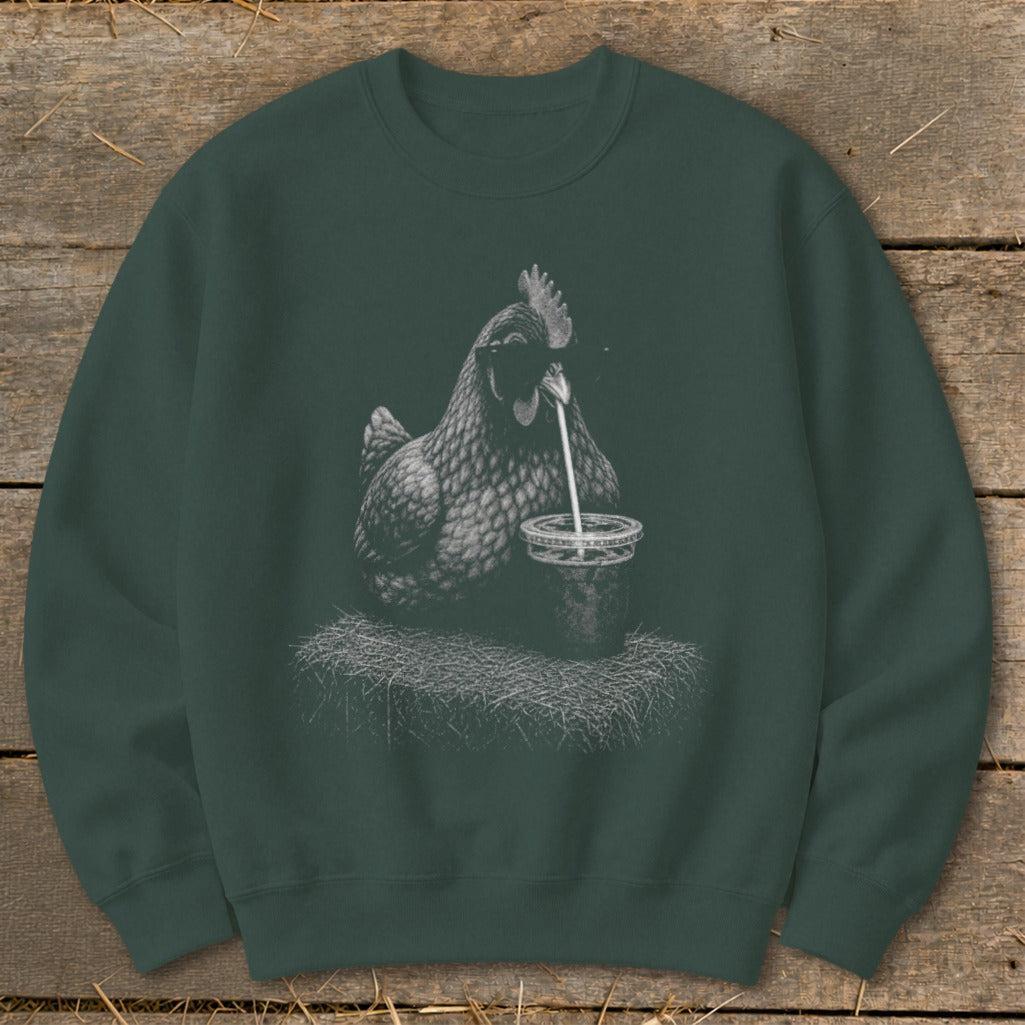 Coffee Drinking Chicken Sweatshirt