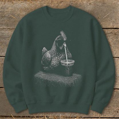 Coffee Drinking Chicken Sweatshirt