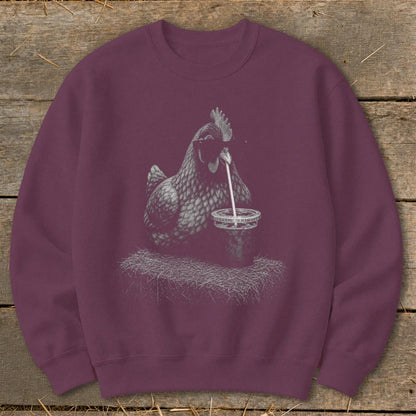 Coffee Drinking Chicken Sweatshirt