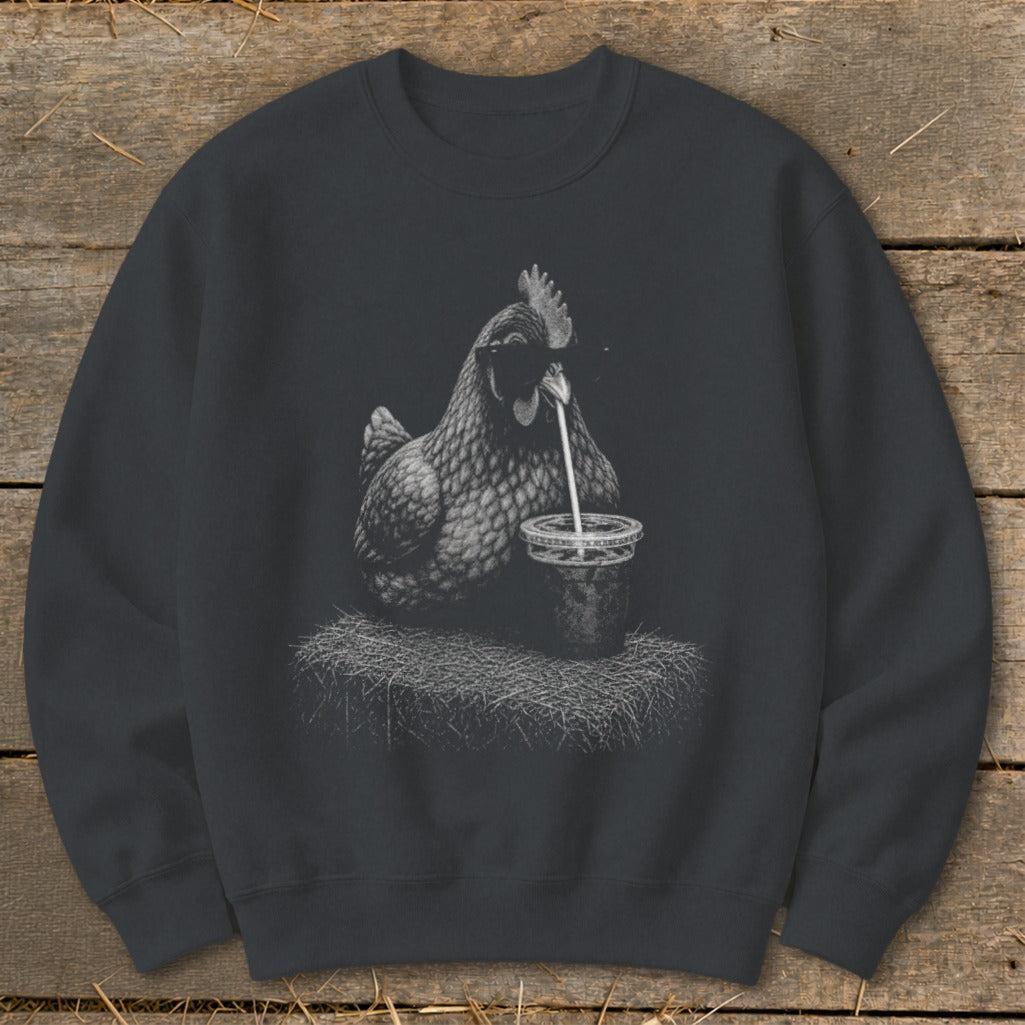Coffee Drinking Chicken Sweatshirt