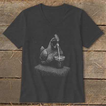 Coffee Drinking Chicken V-neck