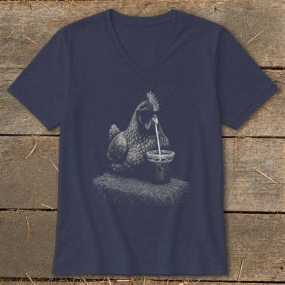Coffee Drinking Chicken V-neck