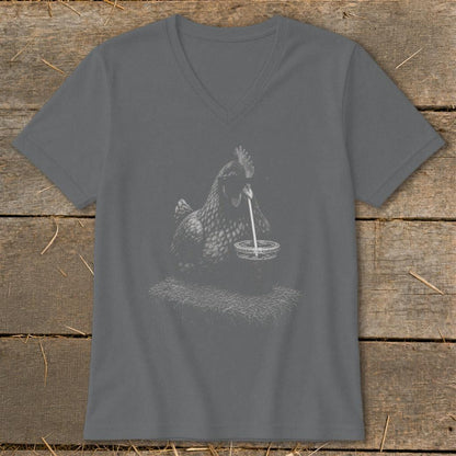 Coffee Drinking Chicken V-neck