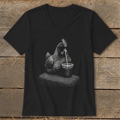 Coffee Drinking Chicken V-neck