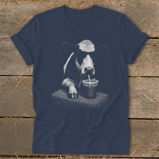 Coffee Drinking Cow Softstyle Tee