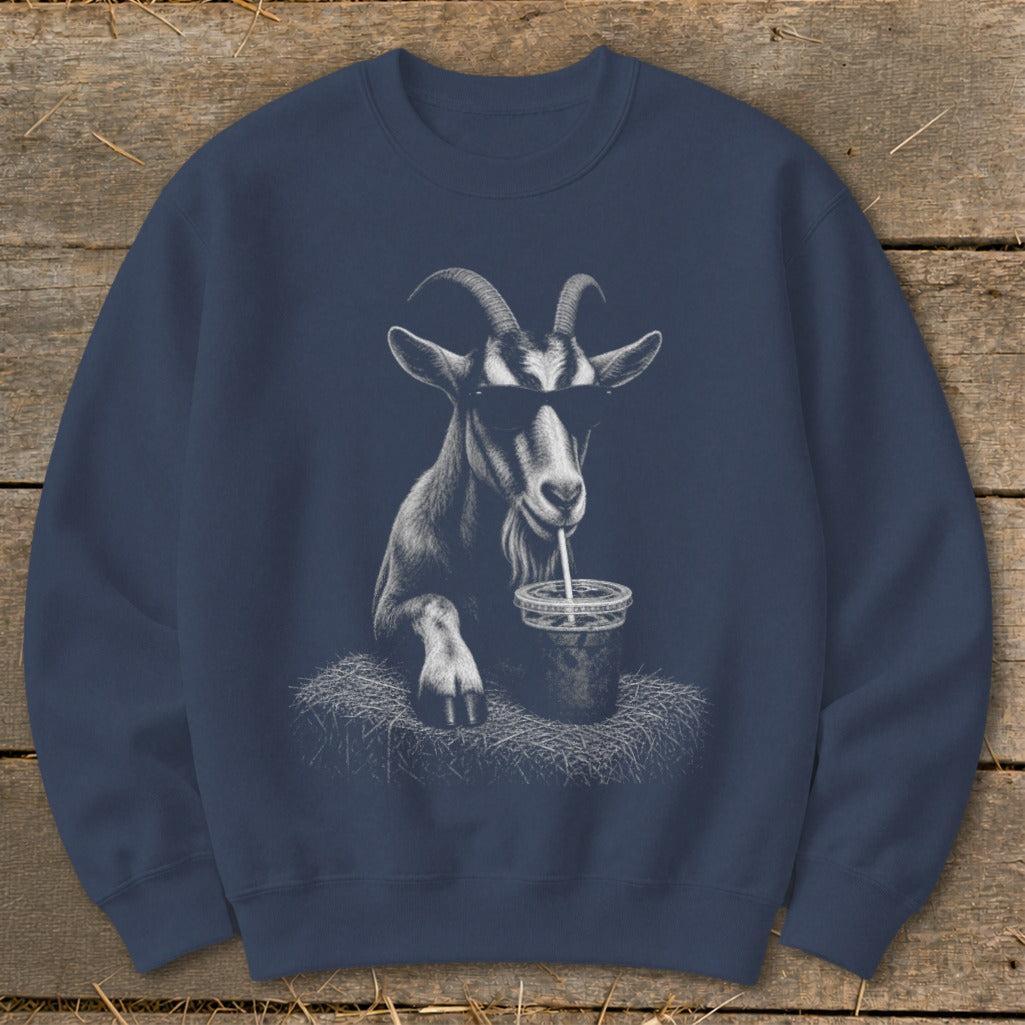 Coffee Drinking Goat Sweatshirt