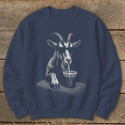 Coffee Drinking Goat Sweatshirt