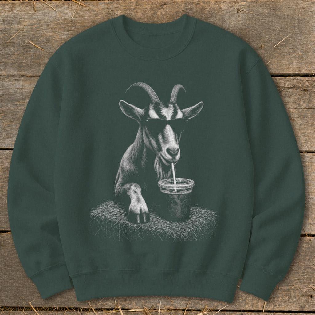 Coffee Drinking Goat Sweatshirt