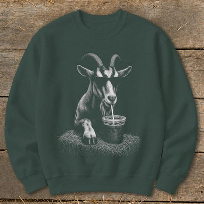 Coffee Drinking Goat Sweatshirt