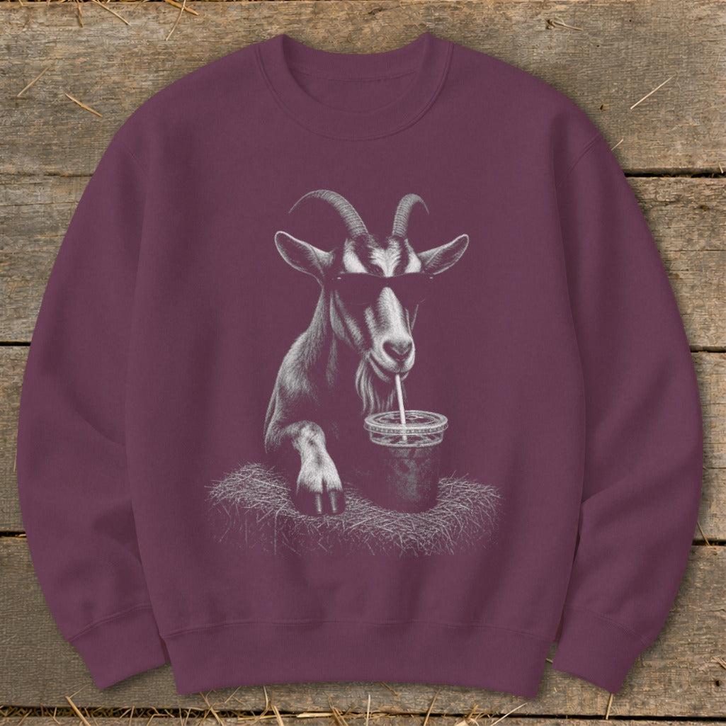 Coffee Drinking Goat Sweatshirt