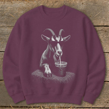 Coffee Drinking Goat Sweatshirt