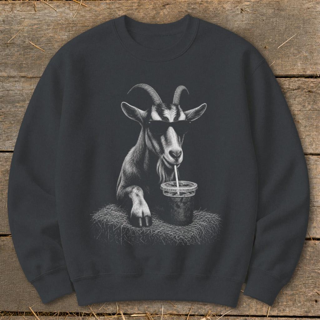 Coffee Drinking Goat Sweatshirt
