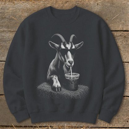 Coffee Drinking Goat Sweatshirt