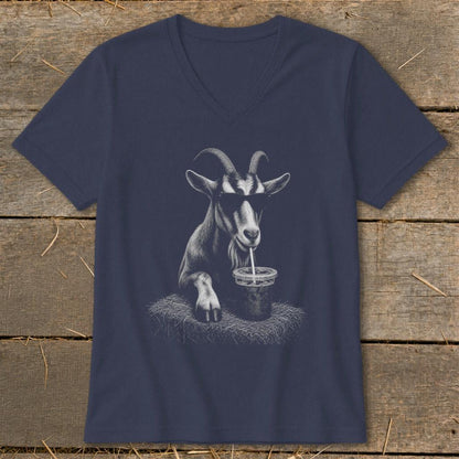 Coffee Drinking Goat V-neck