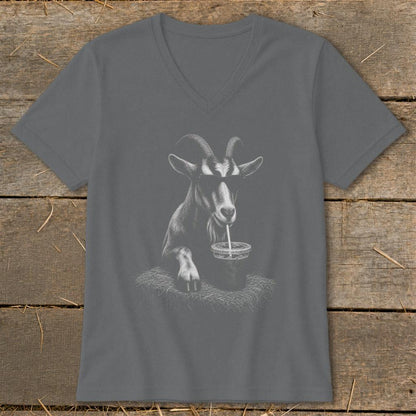 Coffee Drinking Goat V-neck