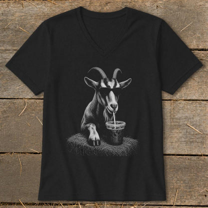 Coffee Drinking Goat V-neck