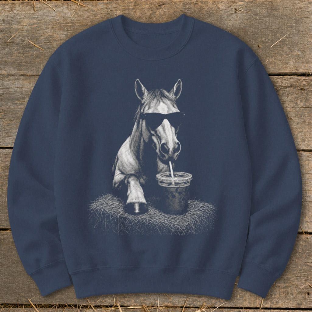 Coffee Drinking Horse Sweatshirt