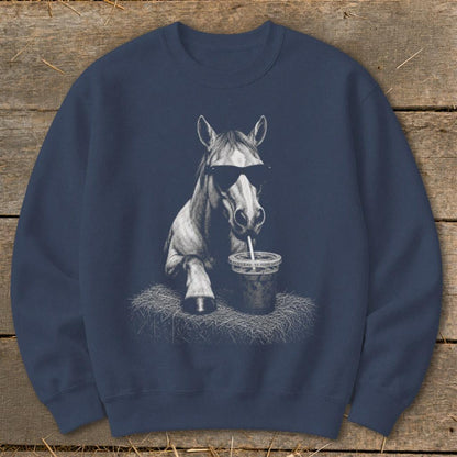 Coffee Drinking Horse Sweatshirt
